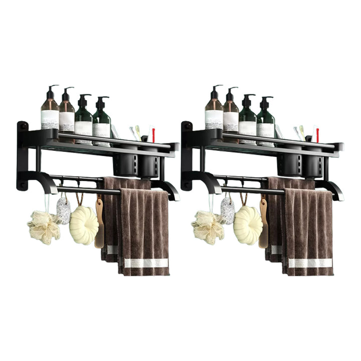 Lisslune | Modern Black Bathroom Accessories Stainless Steel Fitting Set Bathroom Shelf