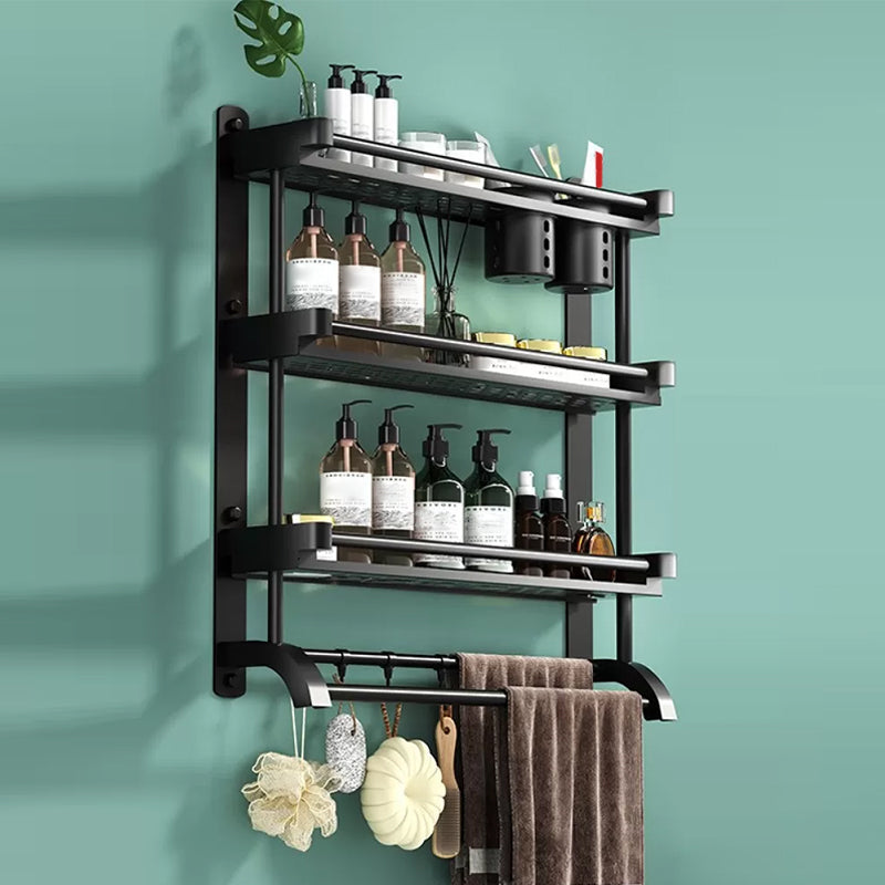 Lisslune | Modern Black Bathroom Accessories Stainless Steel Fitting Set Bathroom Shelf