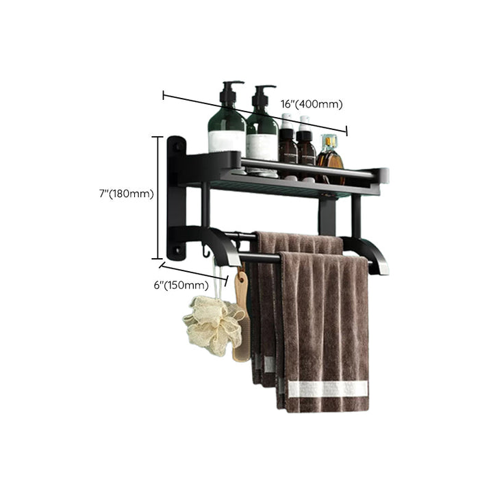 Lisslune | Modern Black Bathroom Accessories Stainless Steel Fitting Set Bathroom Shelf