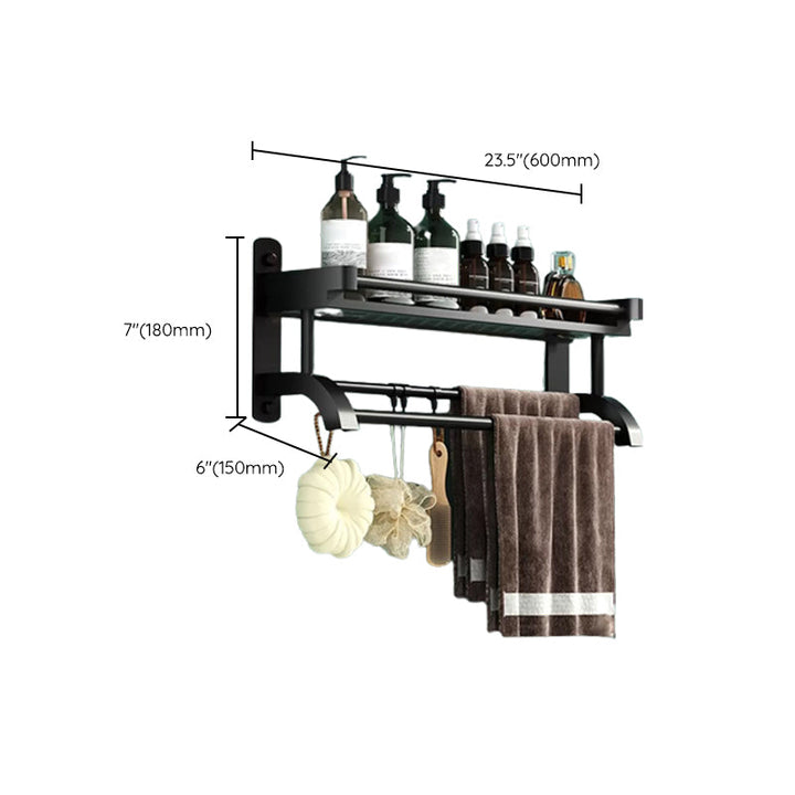 Lisslune | Modern Black Bathroom Accessories Stainless Steel Fitting Set Bathroom Shelf