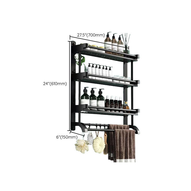 Lisslune | Modern Black Bathroom Accessories Stainless Steel Fitting Set Bathroom Shelf