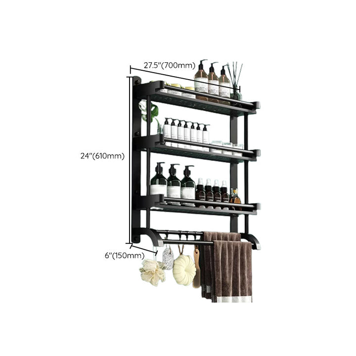 Lisslune | Modern Black Bathroom Accessories Stainless Steel Fitting Set Bathroom Shelf