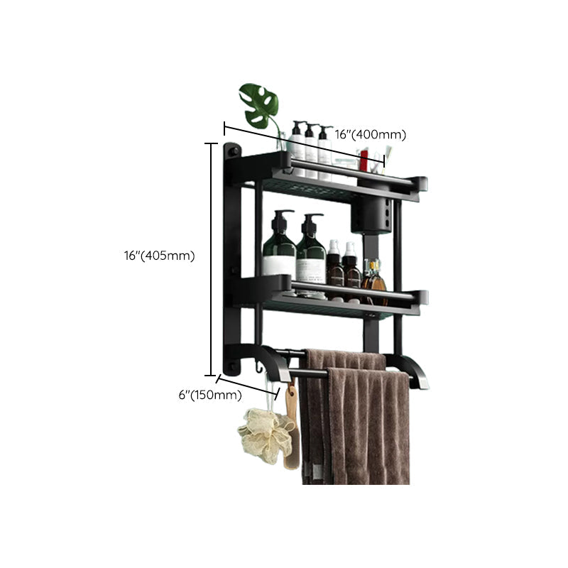 Lisslune | Modern Black Bathroom Accessories Stainless Steel Fitting Set Bathroom Shelf