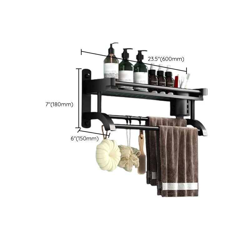Lisslune | Modern Black Bathroom Accessories Stainless Steel Fitting Set Bathroom Shelf