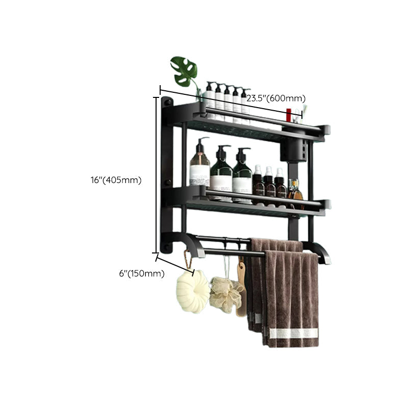 Lisslune | Modern Black Bathroom Accessories Stainless Steel Fitting Set Bathroom Shelf