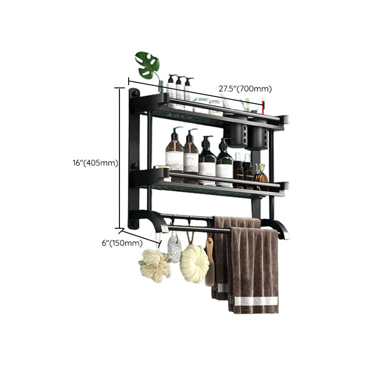 Lisslune | Modern Black Bathroom Accessories Stainless Steel Fitting Set Bathroom Shelf