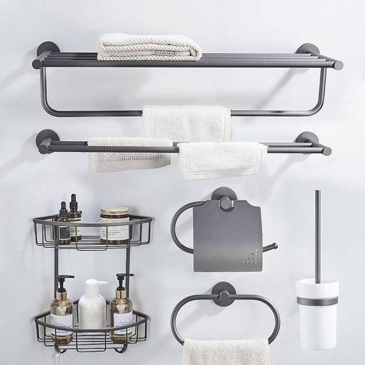 Lisslune | Traditional Gray Brass Bathroom Hardware Set Towel Bar Bathroom Hardware Set
