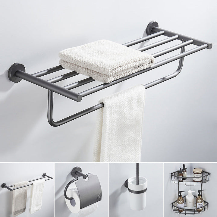 Lisslune | Traditional Gray Brass Bathroom Hardware Set Towel Bar Bathroom Hardware Set