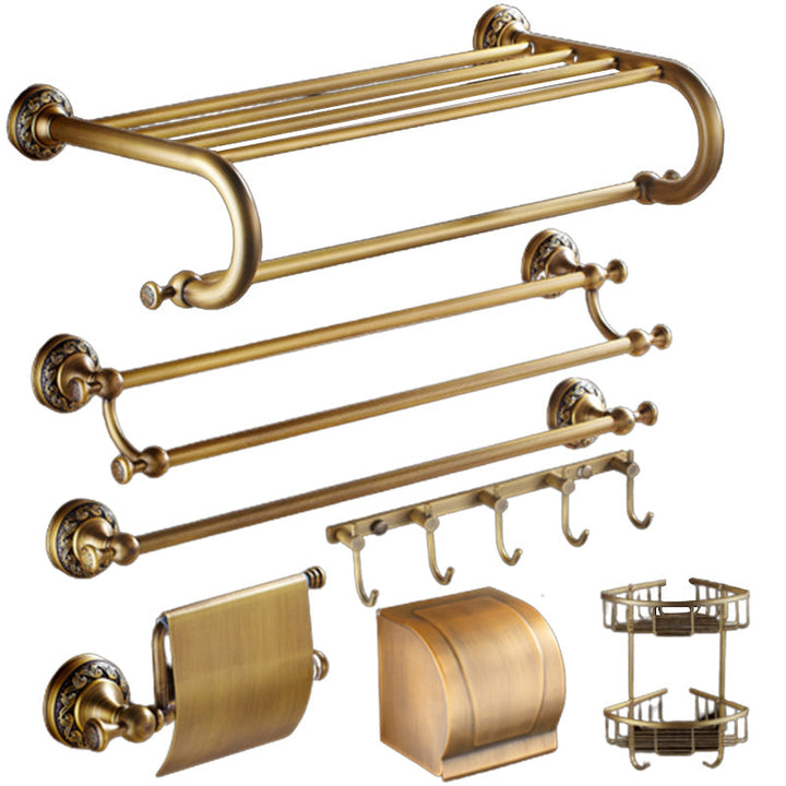 Lisslune | Traditional Brass Bathroom Accessories Set Brushed Bronze Bathroom Set