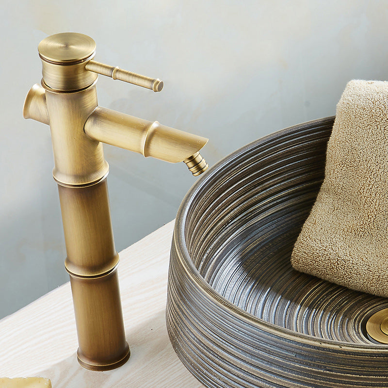 Lisslune | Farmhouse Vessel Sink Faucet Copper 1-Handle Low Arc Vessel Faucet for Bathroom