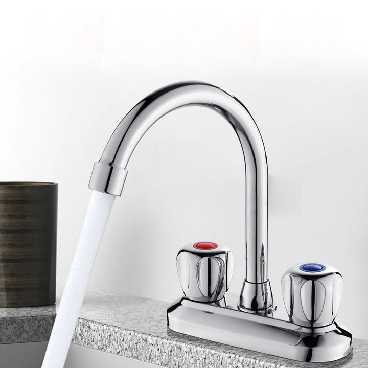 Lisslune | 2-Handle Brass Bathroom Faucet Modern High Arc Central Valve