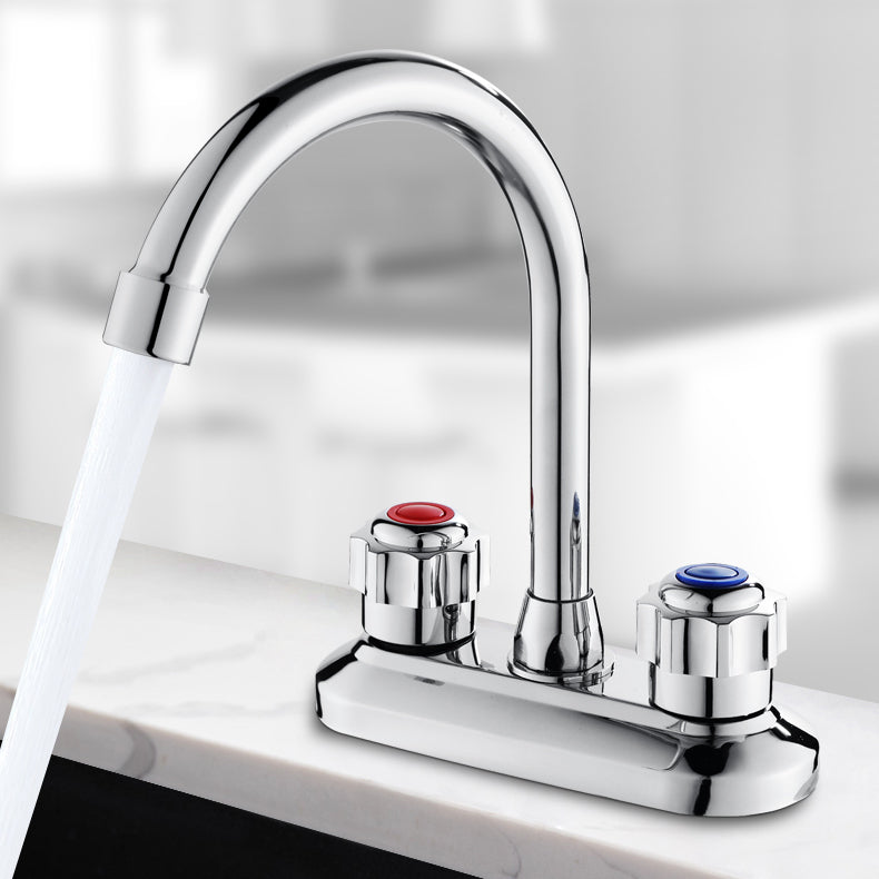 Lisslune | 2-Handle Brass Bathroom Faucet Modern High Arc Center Tap