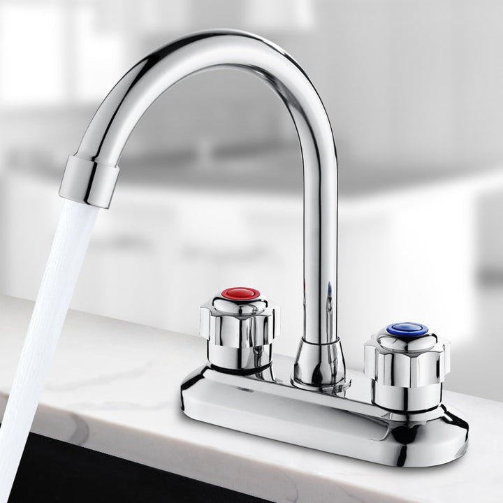 Lisslune | 2-Handle Brass Bathroom Faucet Modern High Arc Center Tap