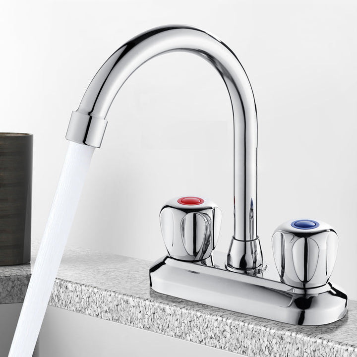 Lisslune | 2-Handle Brass Bathroom Faucet Modern High Arc Central Valve