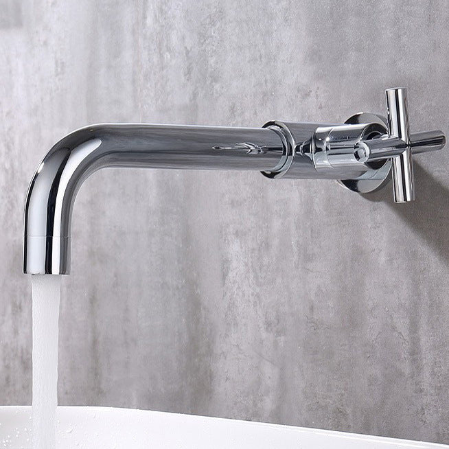 Lisslune | Glam Wall-mounted Bathroom Faucet Copper Single Handle Low Arc Faucet for Bathroom