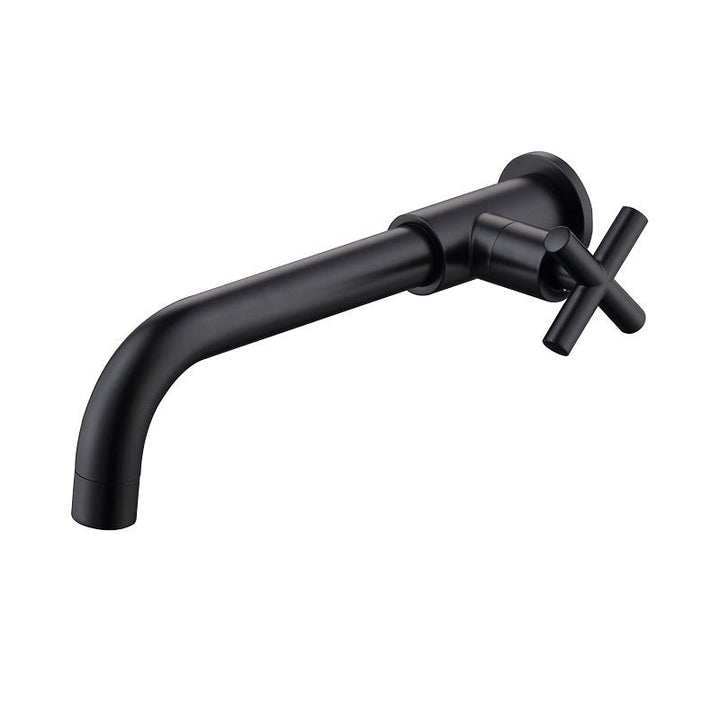 Lisslune | Glam Wall-mounted Bathroom Faucet Copper Single Handle Low Arc Faucet for Bathroom