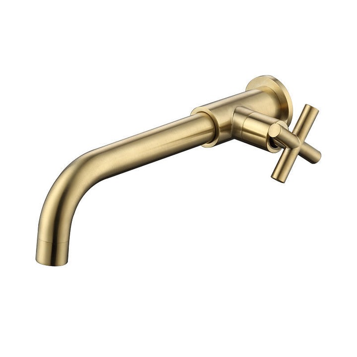 Lisslune | Glam Wall-mounted Bathroom Faucet Copper Single Handle Low Arc Faucet for Bathroom