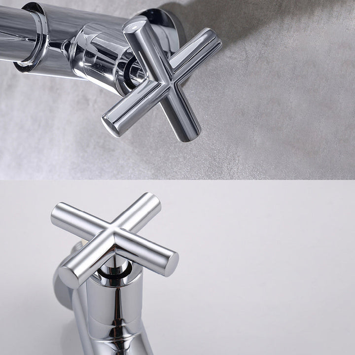 Lisslune | Glam Wall-mounted Bathroom Faucet Copper Single Handle Low Arc Faucet for Bathroom