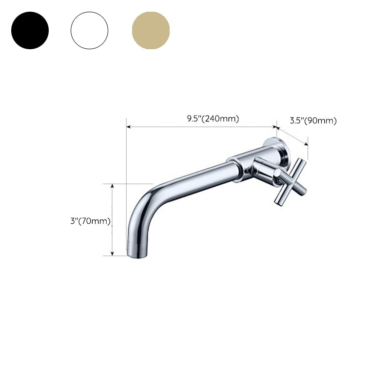 Lisslune | Glam Wall-mounted Bathroom Faucet Copper Single Handle Low Arc Faucet for Bathroom