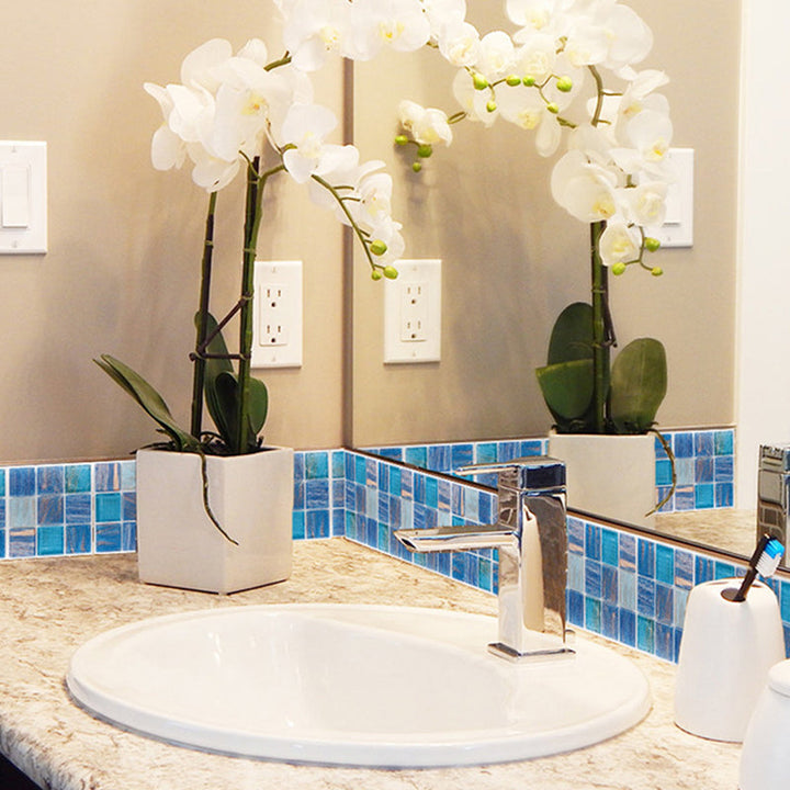Lisslune | Peel & Stick Mosaic Tile Plastic Square Stain-Resistant Peel and Stick Tiles for Shower