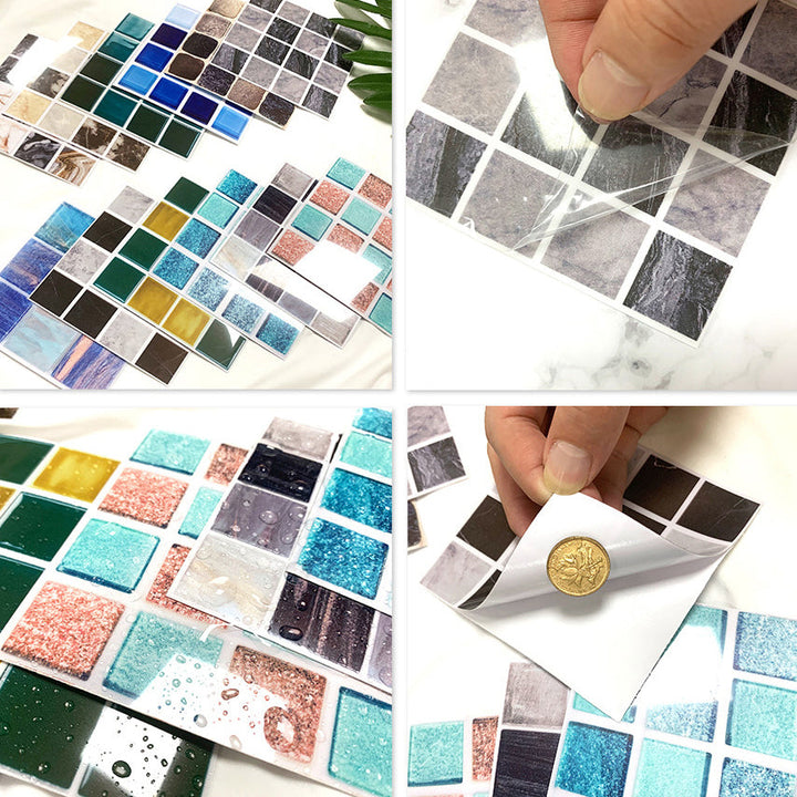 Lisslune | Peel & Stick Mosaic Tile Plastic Square Stain-Resistant Peel and Stick Tiles for Shower