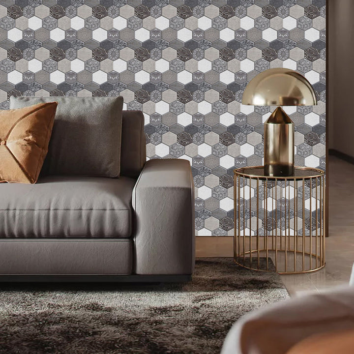 Lisslune | Hexagonal Tile - Peel & Stick Plastic Stain Resistant Peel and Stick Mosaic Tile 5-Pack
