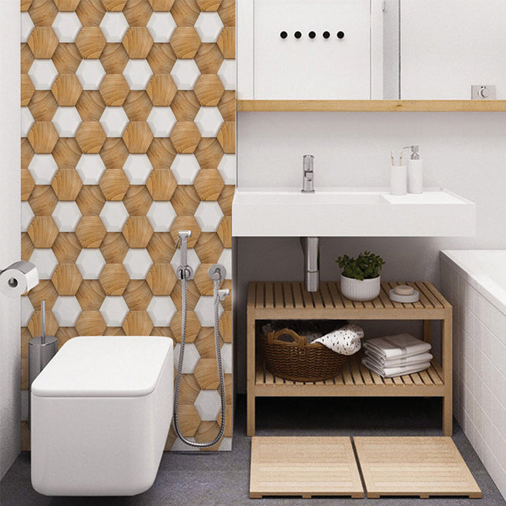 Lisslune | Hexagonal Tile - Peel & Stick Plastic Stain Resistant Peel and Stick Mosaic Tile 5-Pack