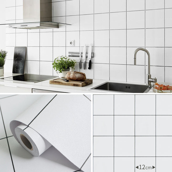 Lisslune | Modern Kitchen Backsplash Tile Check Print Peel and Stick Backsplash Tile