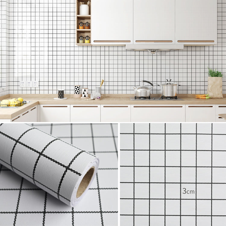 Lisslune | Modern Kitchen Backsplash Tile Check Print Peel and Stick Backsplash Tile