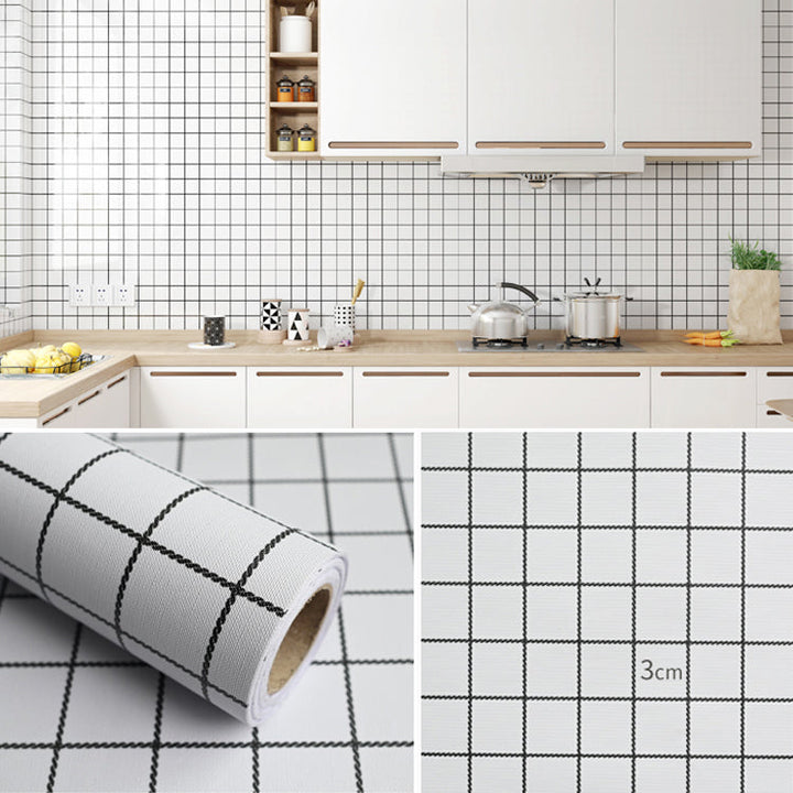 Lisslune | Modern Kitchen Backsplash Tile Check Print Peel and Stick Backsplash Tile