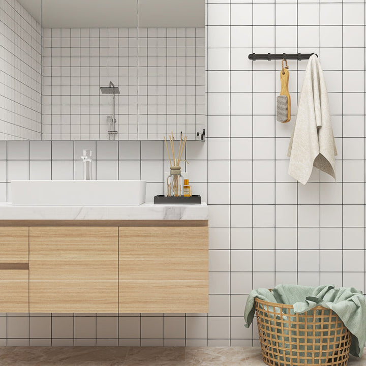 Lisslune | Modern Kitchen Backsplash Tile Check Print Peel and Stick Backsplash Tile