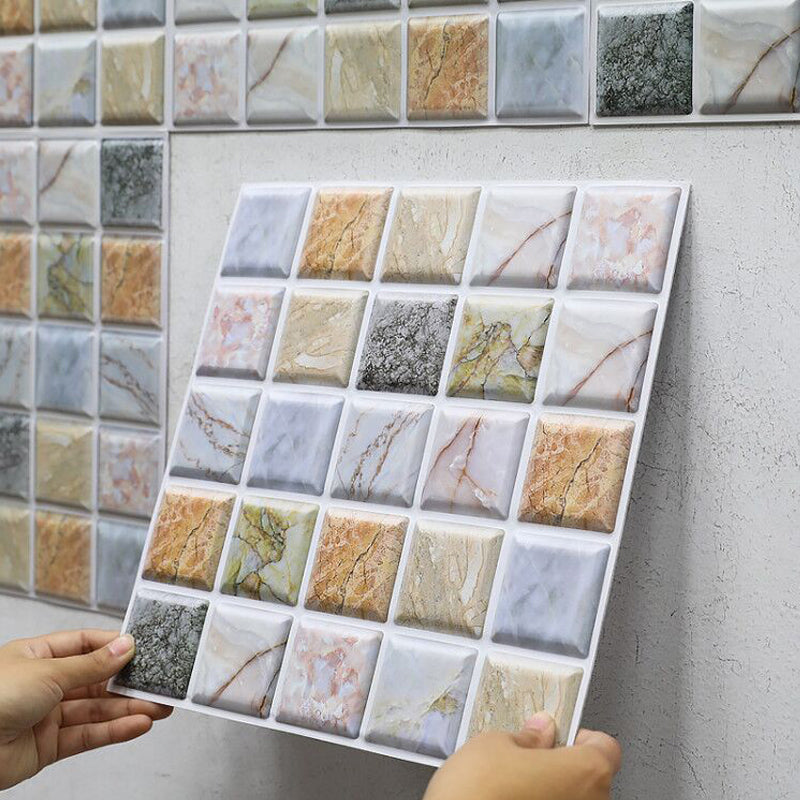 Lisslune | Square Peel and Stick Tile Mosaic Waterproof PVC Peel & Stick Tile for Shower 5-Pack