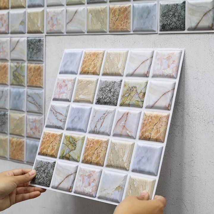 Lisslune | Square Peel and Stick Tile Mosaic Waterproof PVC Peel & Stick Tile for Shower 5-Pack