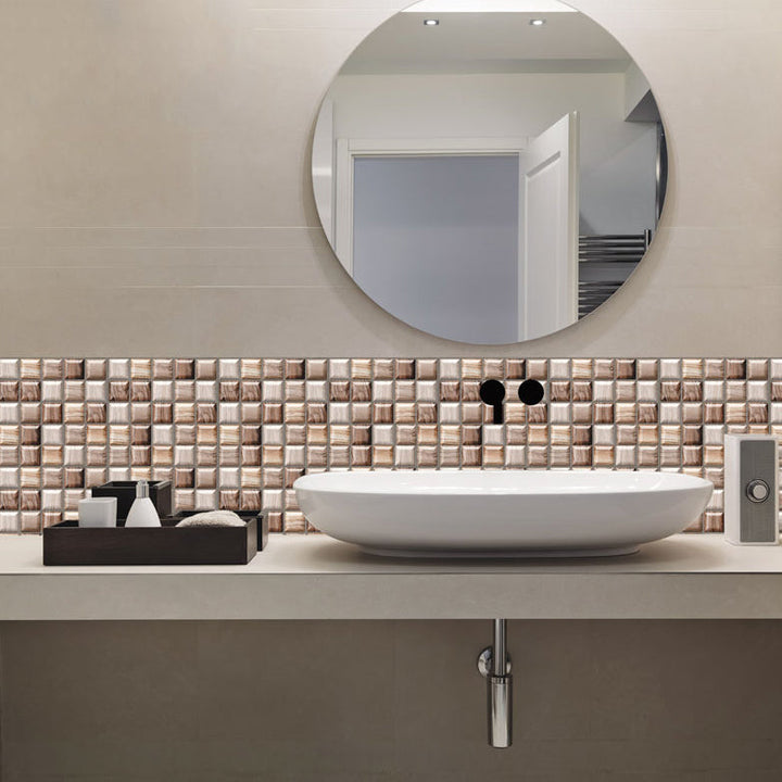Lisslune | Square Peel and Stick Tile Mosaic Waterproof PVC Peel & Stick Tile for Shower 5-Pack