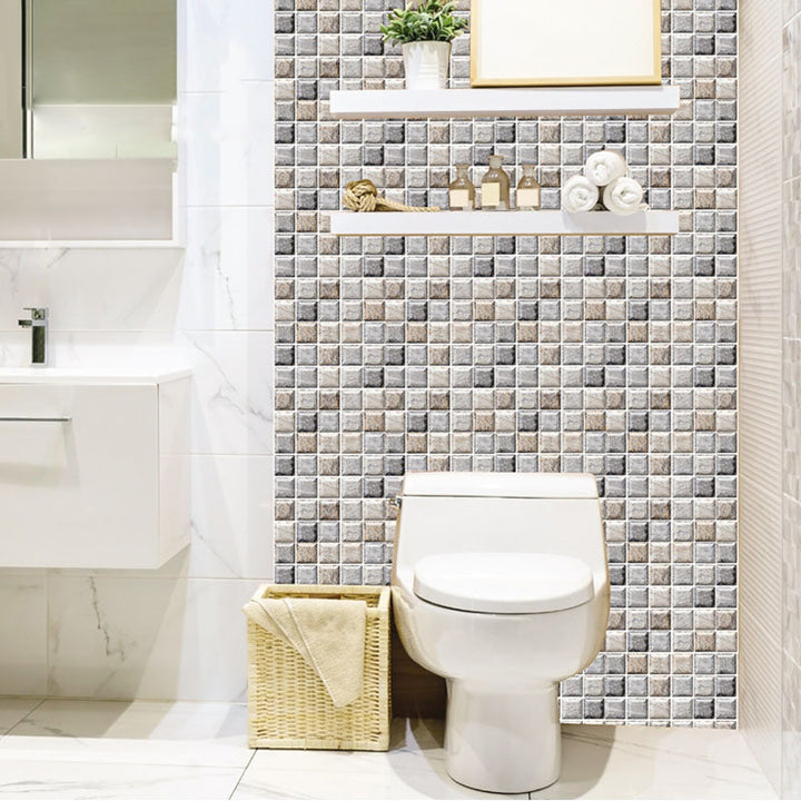 Lisslune | Square Peel and Stick Tile Mosaic Waterproof PVC Peel & Stick Tile for Shower 5-Pack