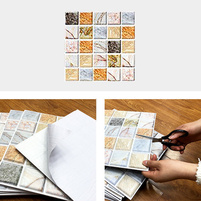 Lisslune | Square Peel and Stick Tile Mosaic Waterproof PVC Peel & Stick Tile for Shower 5-Pack