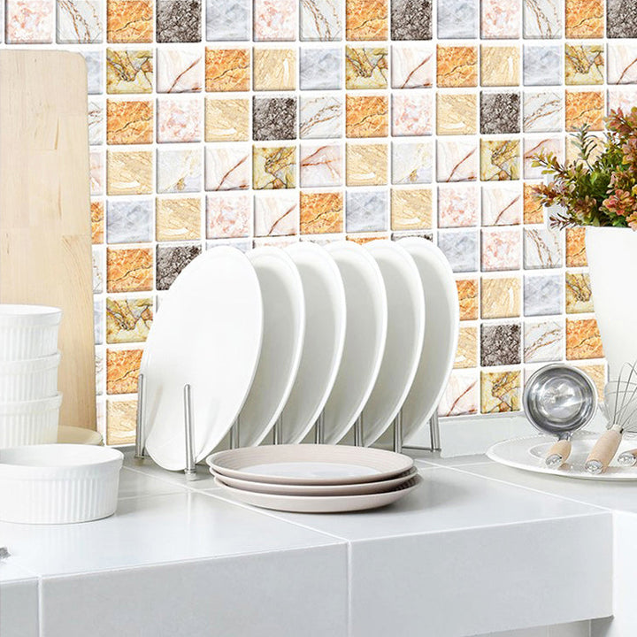 Lisslune | Square Peel and Stick Tile Mosaic Waterproof PVC Peel & Stick Tile for Shower 5-Pack