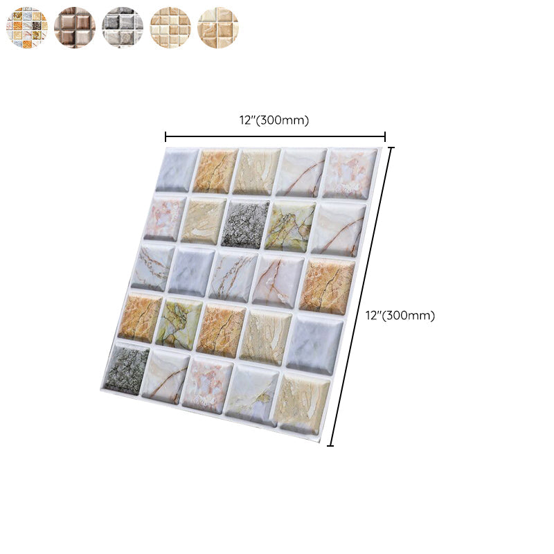 Lisslune | Square Peel and Stick Tile Mosaic Waterproof PVC Peel & Stick Tile for Shower 5-Pack