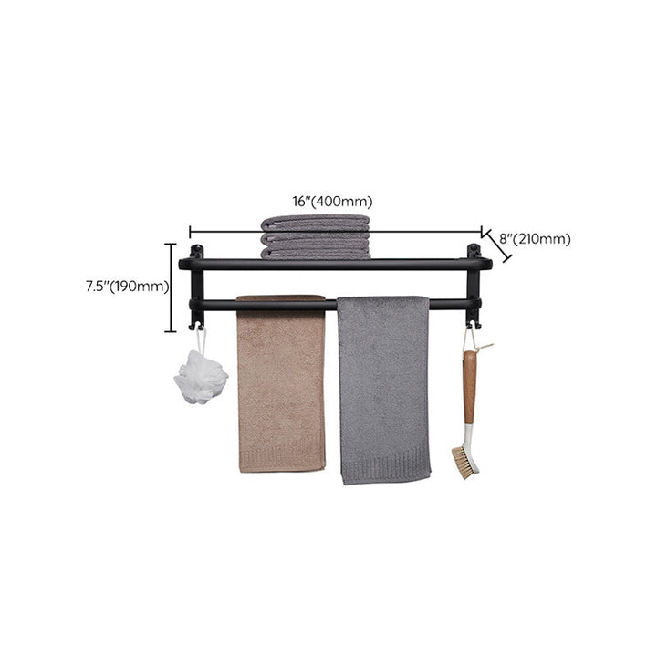 Lisslune | Modern Aluminum Bathroom Accessory Set Matte Black Bathroom Shelf/Towel Holder/Paper Holder