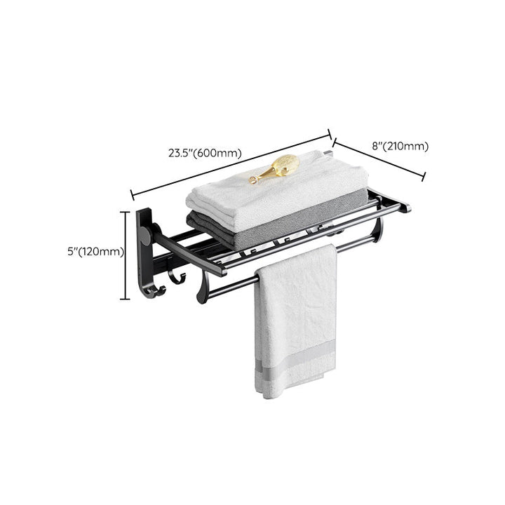 Lisslune | Modern Aluminum Bathroom Accessory Set Matte Black Bathroom Shelf/Towel Holder/Paper Holder