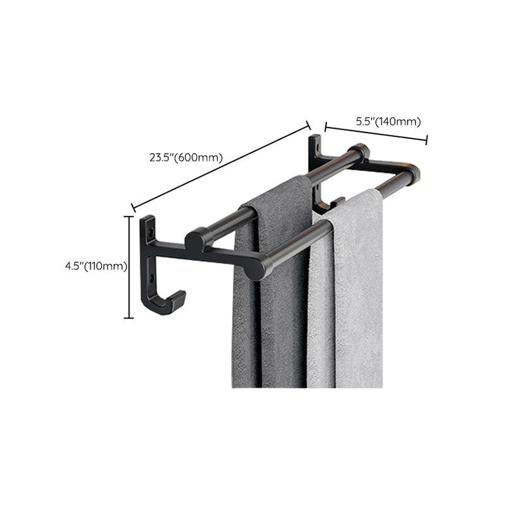 Lisslune | Modern Aluminum Bathroom Accessory Set Matte Black Bathroom Shelf/Towel Holder/Paper Holder