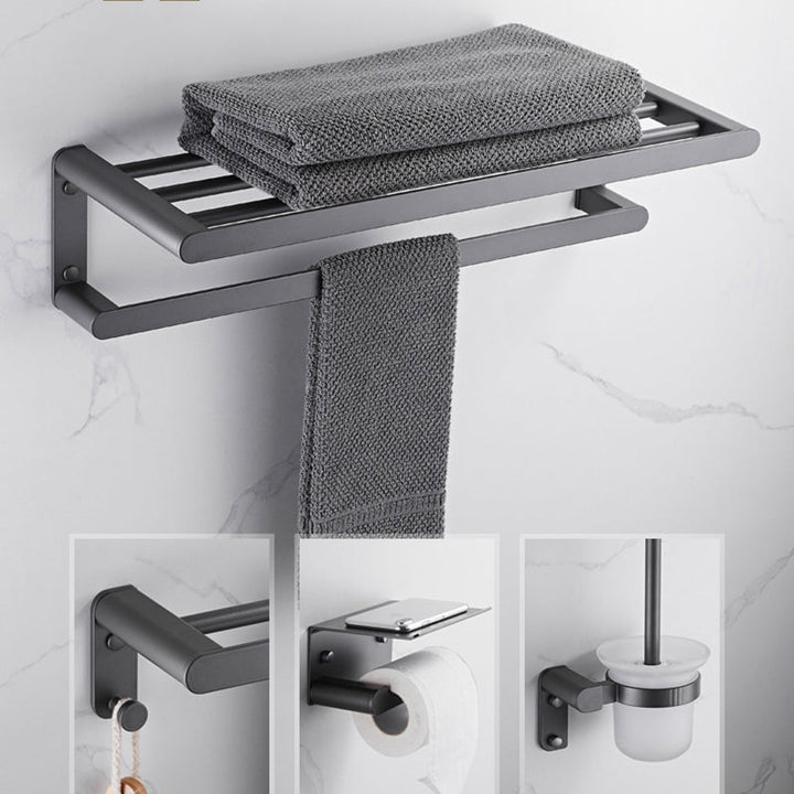 Lisslune | Modern Stainless Steel Towel Ring Bathroom Set Bathroom Shelf Bathroom Accessories Set