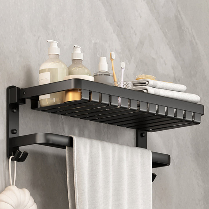 Lisslune | Modern Bathroom Set Matte Black Bathroom Shelf Towel Holder Bathroom Accessories Set