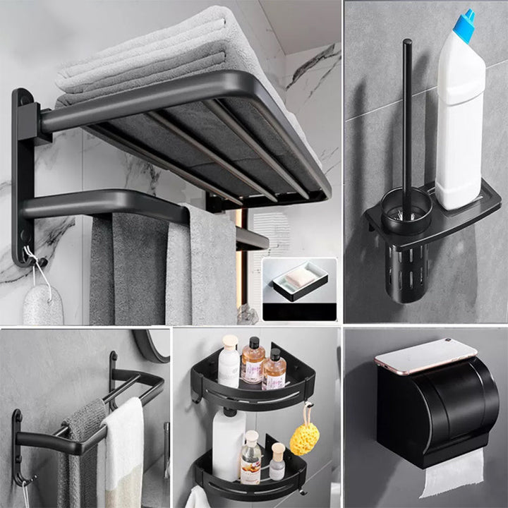 Lisslune | Modern Bathroom Accessory Set Black Soap Dish Bath Tray Bathroom Set