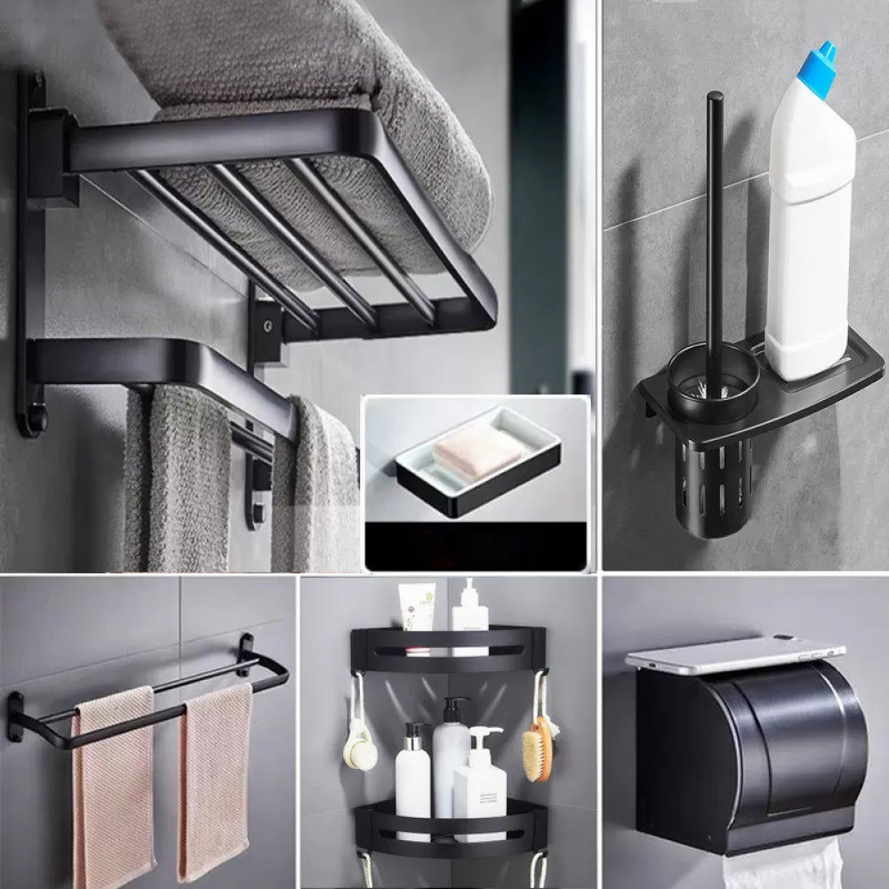 Lisslune | Modern Bathroom Accessory Set Black Soap Dish Bath Tray Bathroom Set
