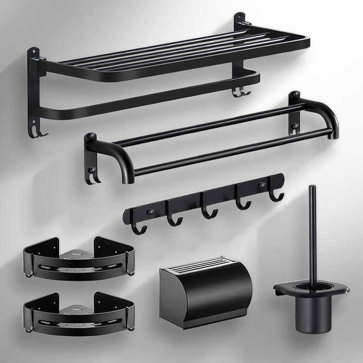 Lisslune | Modern Bathroom Accessories Black Paper Holder Bathroom Shelf Bathroom Accessory Set