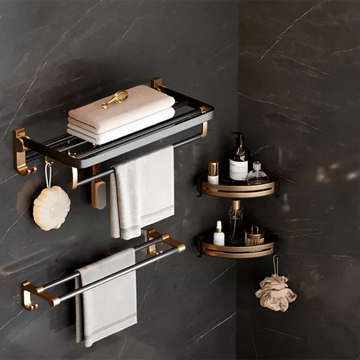 Lisslune | Traditional Black Aluminum Bathroom Fittings Set Bathroom Accessories Kit