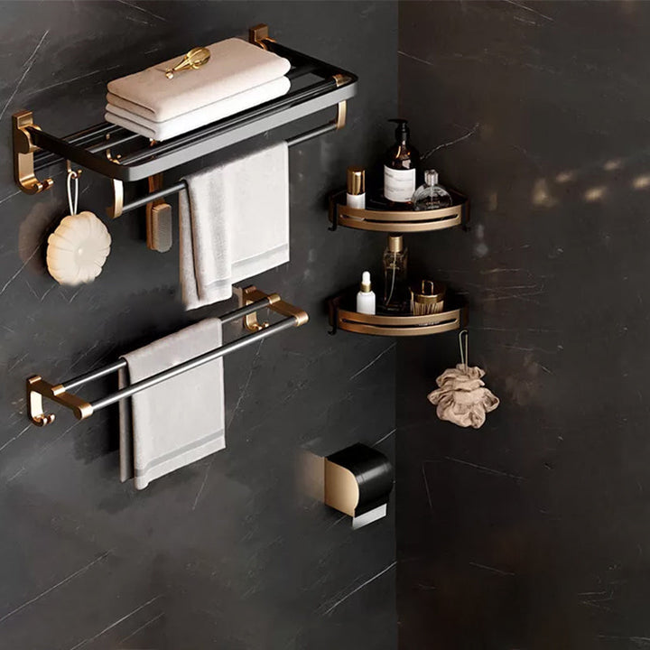 Lisslune | Traditional Black Aluminum Bathroom Fittings Set Bathroom Accessories Kit