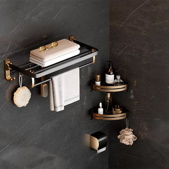 Lisslune | Traditional Black Aluminum Bathroom Fittings Set Bathroom Accessories Kit