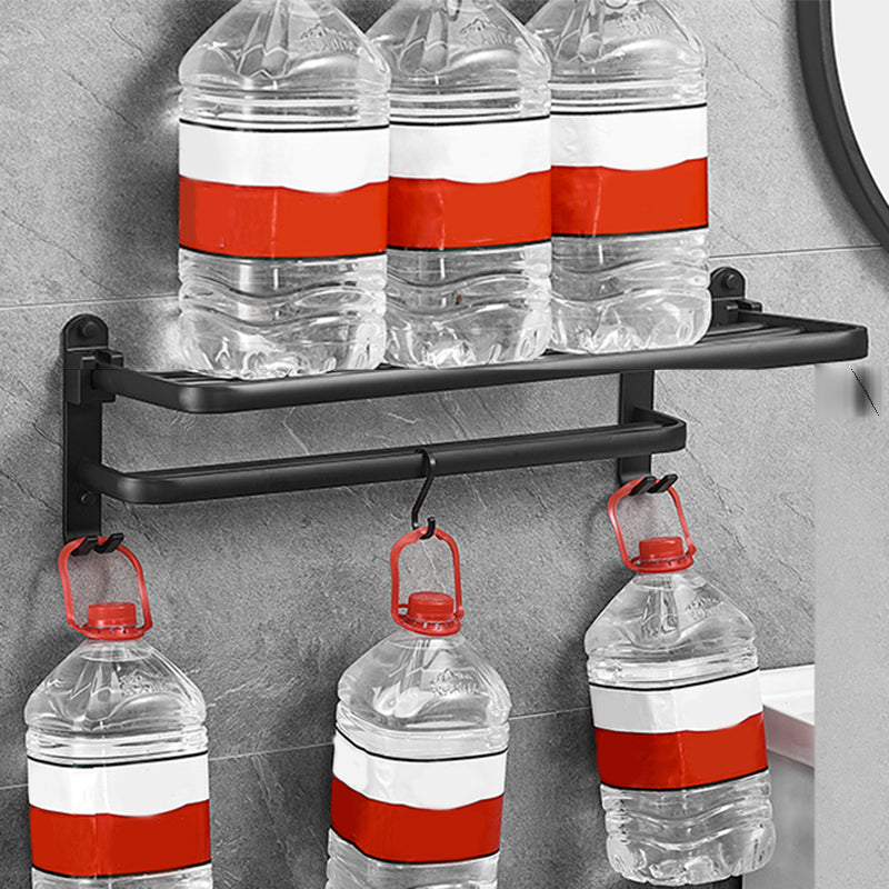 Lisslune | Matt Black 5-piece Modern Bathroom Accessory Set with Shelf/Tower Bar & Paper Holder
